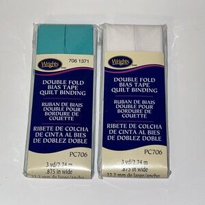Lot of 2 Wrights Double Fold Bias Tape Quilt‎ Binding .875" Wide 3 Yd Long PC706